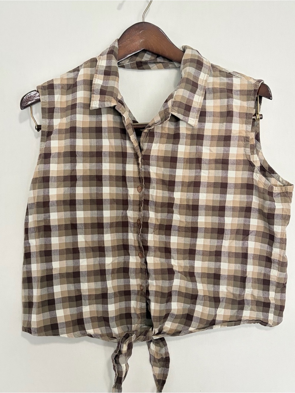 Y2K vtg faded glory button-down sleeveless crop top Womens XL  Festival Western